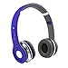 Produktbild samLIKE Noise Reduction HiFi-Kopfhörer Bluetooth Kabellos Headphone Unterstützung TF-Karte Headset mit Mikrofon Speaker für iPhone, Android Smartphones PC und MP3 Players usw ( Blau)