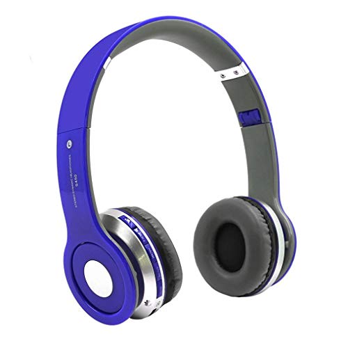 Preisvergleich Produktbild samLIKE Noise Reduction HiFi-Kopfhörer Bluetooth Kabellos Headphone Unterstützung TF-Karte Headset mit Mikrofon Speaker für iPhone, Android Smartphones PC und MP3 Players usw ( Blau)