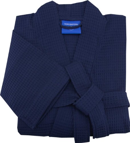 Morgenstern, Herren Waffelpique - Bademantel, blau ( dunkelblau ), 110 cm lang, 100% Baumwolle, Größen M, L, XL und XXL verfügbar