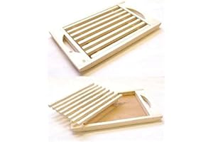 Kasahome Tagliere per Pane in Legno Robusto con Griglia Estraibile per Briciole Casa Cucina 37x22 cm