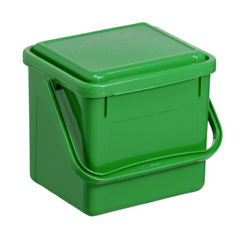 Rotho Komposteimer Bio, Abfallbehälter für die Küche aus Kunststoff mit geruchsdichtem Deckel in grün, Biomülleimer mit 4,5 Liter Inhalt, ca. 21 x 20 x 18 cm
