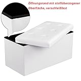 Songmics Sitzhocker Sitzbank mit Stauraum faltbar 2-Sitzer belastbar bis 300 kg kunstleder weiß 76 x 38 x 38 cm LSF106 - 6