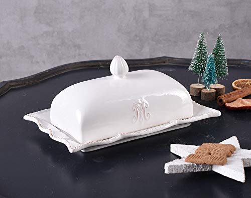 BUTTERDOSE PORZELLAN WEISS BUTTERGLOCKE LANDHAUSSTIL DECKELDOSE PALAZZO EXCLUSIV