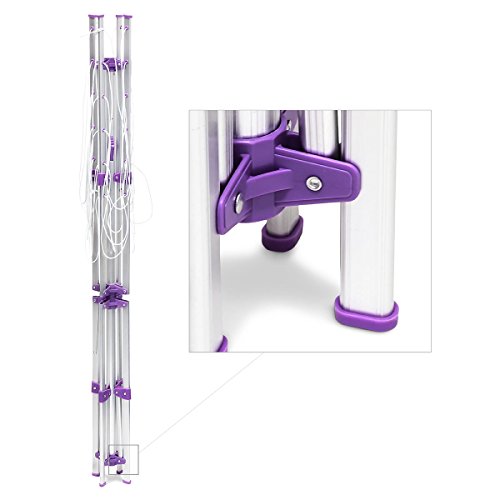 Relaxdays Wäschespinne 19 m H x B x T: ca. 158 x 167 x 167 cm mobiler Wäscheständer mit Standfuß und 4 Seiten zum Zusammenklappen und Tragen aus Aluminium für Garten, Balkon und Camping, silber - 4