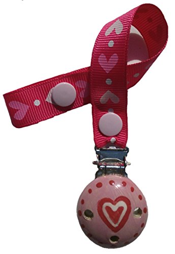 CuteToots wooden hand-painted dummy clip - pink hearts (universal fitting)