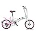 Produktbild TLMYDD Klapprad 16 Zoll Tragbares Fahrrad 4-7 Jahre Alt Kinder Fahrradrahmen Aus Kohlenstoffstahl, Weiß Blau/Schwarz Und Weiß Rot/Rosa Weiß/Weiß Grün (Color : White)