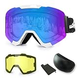 ✅ COM COMPATIBILIDAD FUERTE: Sobre las gafas y el casco Compatible, corte único en espuma que le permite usar sus gafas debajo de las gafas de esquí; Correa con silicona antideslizante para una mejor compatibilidad del casco. Las convierte en las gafas perfectas para hombres, mujeres y jóvenes.
