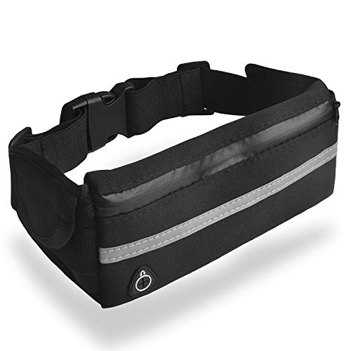 Paquetes Cintura, Cinturón Carrera Extensor, Bolsa Bolsa sin Rebote, Cinturón de Entrenamiento Fanny Pack Deportes para Correr, Entrenamiento, Ciclismo, Cinturón Dinero para Viajes y más (Negro)