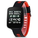 Limiz Smart Watch Phone Herzfrequenz-Überwachung Wasserdicht Nachricht Push Telefon Sim Andrews IOSS Handy Schrittzahl Bluetooth-Anruf Bluetooth 4.0 Gym GV68 (Rot, Grün, Pink) (Color : Red)