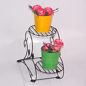 Elegant Crafts India Rust Free Plant Stand, Flower Pot Stand, with Two Buckets Pack of 1