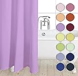 UNI Hotel Textil Duschvorhang aus Stoff inkl. Duschringe Größen und Farbauswahl (Flieder, 180x200 cm)