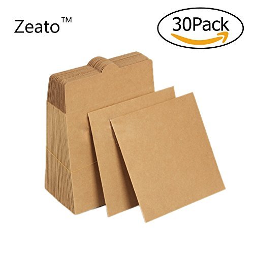 zeato [30 Stück] blanko Papier CD Sleeves DVD-Briefumschläge Pappe 12,7 x 12,7 cm