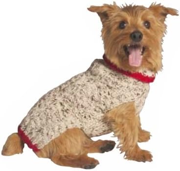 Chilly Dog Oatmeal with Trim Sweater, Medium, Red