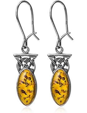 Bernstein Sterling Silber Oval Haken Ohrringe