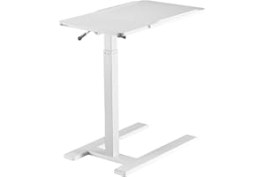 SIHOO D01 Tables de lit médicales Inclinable et Réglable avec roulettes, Bureau Mobile Pneumatique pour Ordinateur Portable, Mobile Support Ordinateur Portable lit（Blanc）