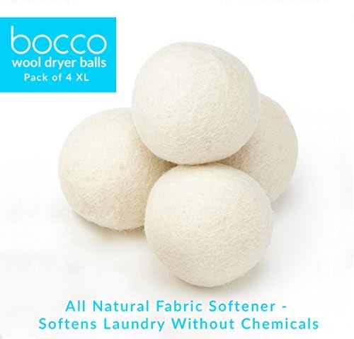 4 XL Organic Wool Tumble Dryer Balls - Premium 100% New Zealand Virgin Wool - Eco-Friendly Natural Fabric Softener- Perfect for Baby Clothes, Cloth Nappies or Daily Laundry