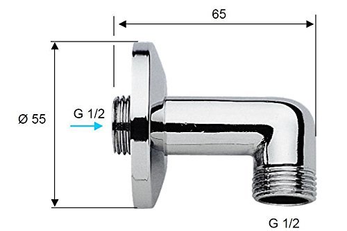 Design Wandanschlussbogen CLASSIC Wandauslaufbogen DN 15 (1/2 Zoll) verchromt - 2