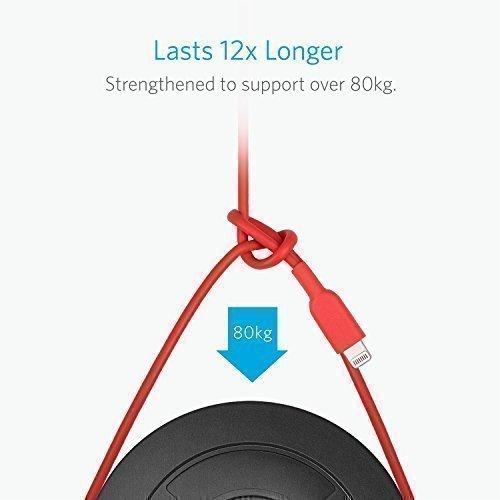 Anker PowerLine II 3m iPhone Ladekabel Lightning Kabel, MFi-Zertifiziert für iPhone 7 / 7 Plus / 6 / 6 Plus / 5S / 5 (Rot) - 5