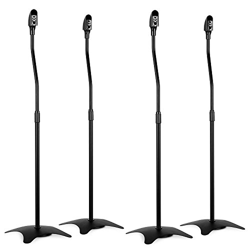 Electronic Star Set 4 Stativi Per Altoparlanti Per Home Cinema Universali (Altezza Regolabile 68-110 Cm, Gestione Cavi A Scomparsa) Nero Opaco