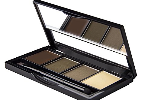 DE’LANCI 4 Color Pro-Augenbraue -Puder-Palette mit 4Pcs Augenbrauen Schablonen Set (Farbe 1) - 3