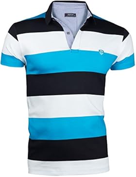 HERREN SOMMER POLO HEMD T-SCHIRT POLOSCHIRT GESTREIFT KURZARM 100% BAUMWOLLE