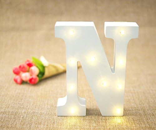 26 Letters Romantic mood Alphabet A-Z & Love timber battery operated LED light sign Night LED Lamp Wall Decoration For Children Bedroom Wedding Decor (N)