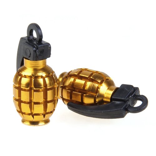 Gazechimp 2pcs Fahrrad Metall Granate Form Bike Cycling Reifenventil Staubkappe Abdeckung – Gold - 2