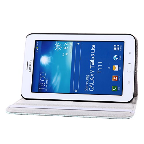 tinxi® Für Samsung Tab 3 7.0 Lite Case, Kunstleder Tasche für Samsung Galaxy Tab 3 7.0 Lite T110 T111 T113 T116 7 Zoll (17,78 cm) Tasche PC Tablet Schutzhülle Folio Hülle Etui Flipcase Cover Case hellgrüne Eule Owl (NICHT FÜR Tab 3 7.0 T210 T211 geeignet) - 5