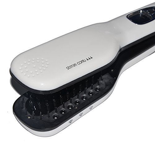 YOUFANGZHUANG Steam Hair Straightener Brush with LCD Display Electric Ceramic Fast Comb Steam Hair Straightener Digital Hair Iron