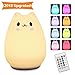 Produktbild LED Nachtlicht Kinder, Elfeland Nachttischlampe Nachtleuchte LED Schlummerleuchte Katzenform (13 Farbmöglichkeiten, 6 Lichtmodi, Dimmbar, Sicheres ABS& Silikon, Praktische USB-Ladeoption) - Wen
