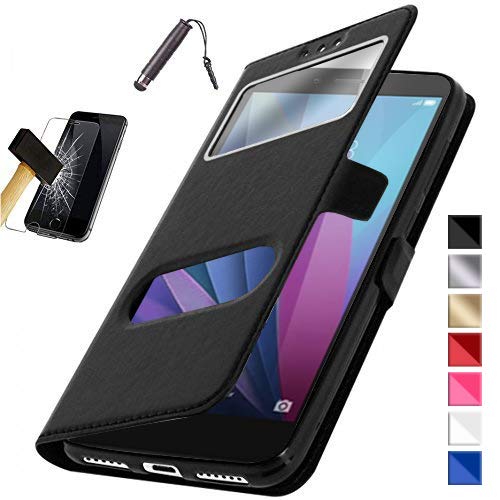Funda para Huawei P10 Negro - Funda   Carcasa   Protector Cristal Templado   Stylus