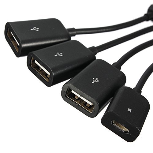 TOOGOO (R) Schwarz USB 4-Port-Hub Mikroteil Ladekabel OTG-Adapter - 5
