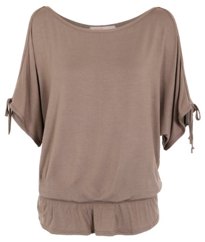 Split Sleeve Kimono Jersey Tunic Top 3895 [Mocha,20]
