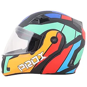 O2 Full Face Helmet with Scratch Resistant Clear Visor, Cross Ventilation & Matte Finish Graphics for Men's Bike Motorcycle Scooty Riding (O2-014)