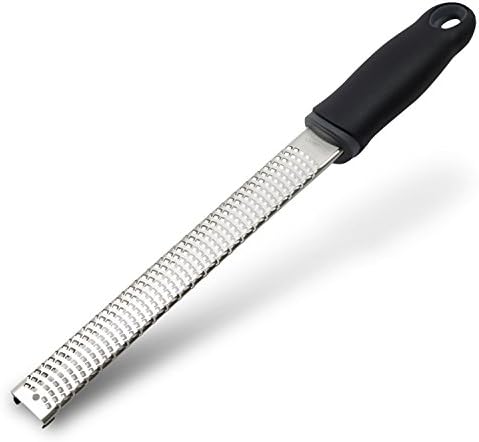 Newlemo Cheese Grater & Lemon Zester Kitchen Grater Stainless Steel Zester Grater, Silica Gel Handle and Protective Cover,For Ginger,Parmesan,Citrus,Vegetable,Chocolate (Black)
