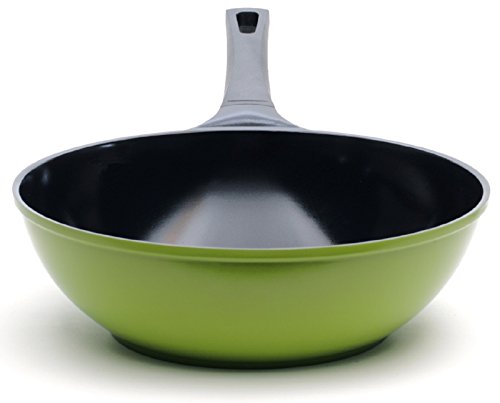 Ozeri  El Wok Green Earth - (30 cm Sartén), con revestimiento antiadherente de cerámica suave (100% PTFE y PFOA gratis)