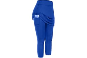 GUKOO Pantaloni da Yoga 3/4 con Tasche Abbigliamento da Tennis 2 in 1 Gonne Sportive da Corsa Gonne da Tennis da Corsa