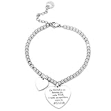 Beloved Bracciale da donna, braccialetto in acciaio emozionale - frasi, pensieri, parole con charms - ciondolo pendente - misura regolabile - incisione - argento (MOD 19)