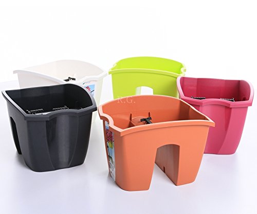 Blumenkasten Balkonkasten Geländerkasten Blumentopf Balkontopf 5 Farben 24cm (Anthrazit) - 5