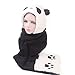 Produktbild Happy Event Kawaii Frauen Faux Pelz Panda Form Beanie | Warmer Winterhut mit Handschuhfach (Schwarz)
