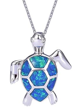 VIKI LYNN 100% Sterling Silber 925 und künstlich Opal Meeresschildkroete Schildkroete Anhaenger