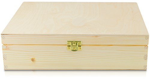 Teebox mit Deckel aus Holz mit 12 Fächern – Kiefer Naturbelassen Unbehandelt – ca. 29 x 22 x 8 cm – Venkon ® - 5