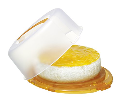 Rotho 1720102217 Tortenglocke Kuchenbutler Cool und fresh aus Kunststoff PP, ideal zum Transportieren Kühlen von Torten, mit Tragegriff Kühlkissen, circa 38 x 34 x 16 cm, transparent / orange - 3