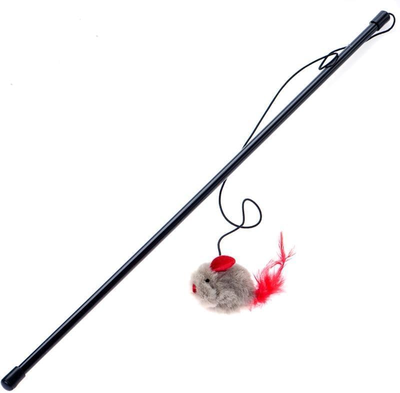 Orret Home Orret Home 45 cm Fareli Kedi Oltası Oyuncağı – İnteraktif Zıplama ve Egzersiz Oyuncağı, Tüylü ve Hareketli Kedi Eğlence Çubuğu (Fareli)