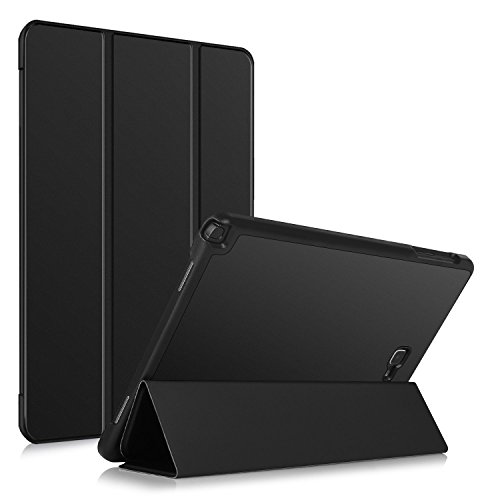 IVSO Ultra Schlank Ständer Slim Leder zubehör Schutzhülle für Samsung GALAXY Tab A (2016) 17.8cm (7 Zoll) Tablet-PC perfekt geeignet,Schwarz