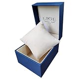LIGE Leder-Aufbewahrungsbox für Armbanduhren, Schmuckkästchen, quadratisch, Blau