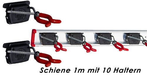 Bruns Gerätehalter Schiene 100 cm + 10 Halter für Garten Geräte Werkstatt Besen