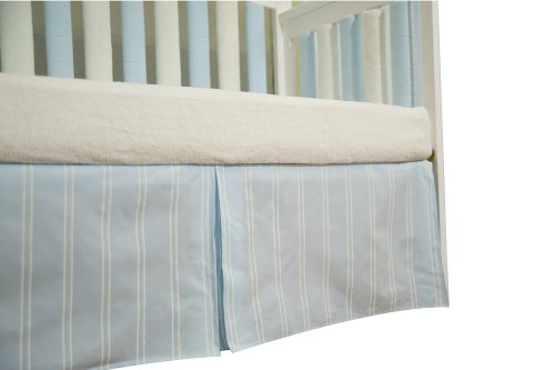 Go Mama Go Designs Box Pleat Crib Skirt, Blue/Cream Stripes, 16"