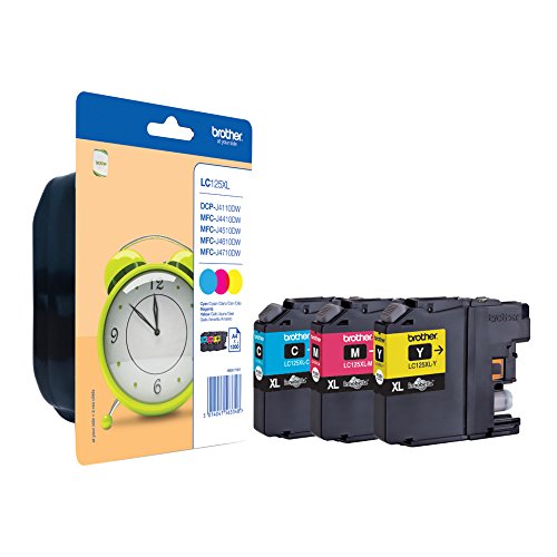 Brother Original XL-Tintenpatronen LC-125 Rainbow-Pack (cyan, magenta, gelb) (für Brother DCP-J4110DW, MFC-J4410DW, MFC-J4510DW, MFC-J4610DW, MFC-J4710DW, MFC-J6520DW, MFC-J6720DW, MFC-J6920DW)