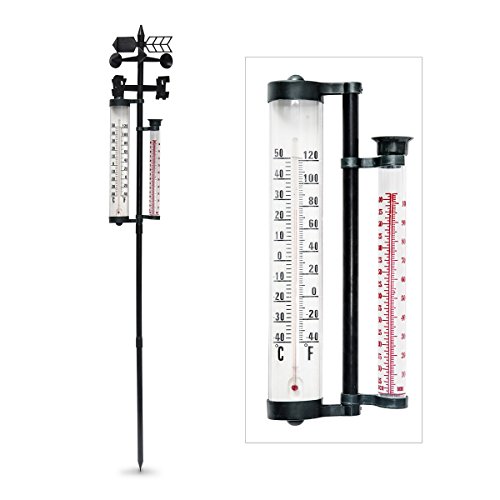 Garten Wetterstation mit Stab 145cm Thermometer Windmesser Niederschlag - 3